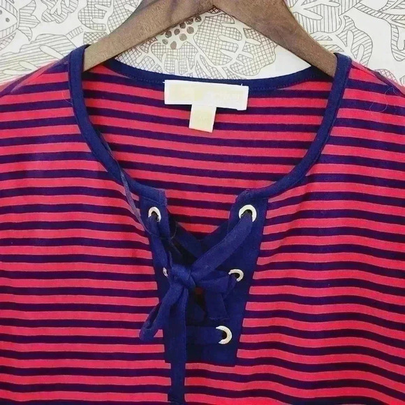 MICHAEL Michael Kors Striped Lace up Mini Shift Dress Medium Unlined - Picture 3 of 8